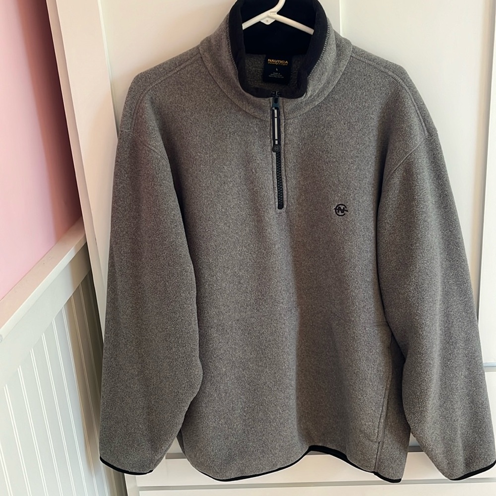 Nautica Competition 1/4 Zip Fleece Pullover Gray with Black Accents
